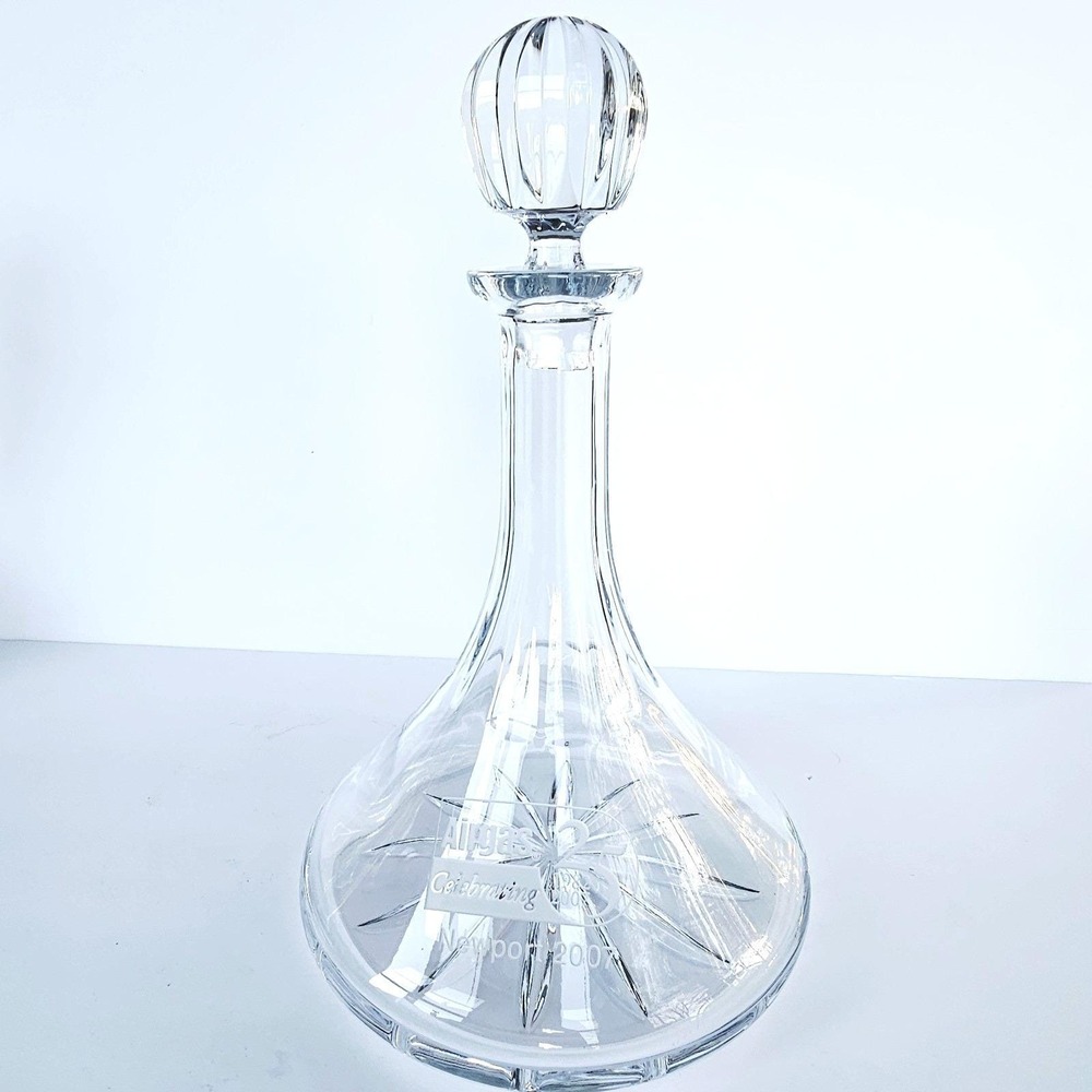 2007 Crystal Glass Wine Decanter Airgas 25 Anniversary Etched Starburst Barware